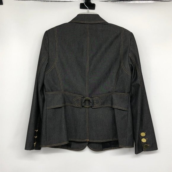 Women's Dark Blue Stylish Denim Blazer - Picture 2 of 15